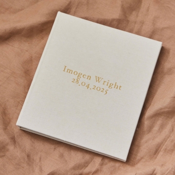 Personalised Linen Baby Journal Keepsake Book
