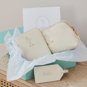 Personalised Birth Flower Design Travel Set and Gift Card