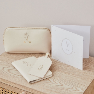 Personalised Birth Flower Design Travel Set and Gift Card