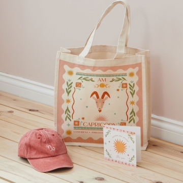 Personalised Zodiac Cap, Tote and Card Giftset