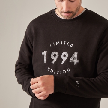 Personalised Men's Black Limited Edition Birth Year Sweatshirt