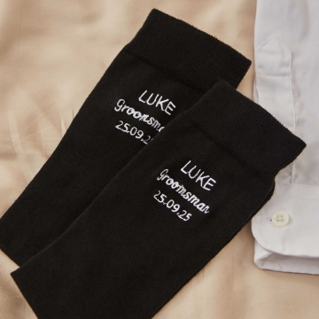 Personalised Black Ankle Message Wedding Socks