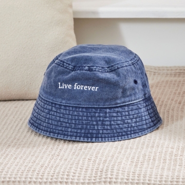 Personalised Vintage Bucket Hat in Denim Blue