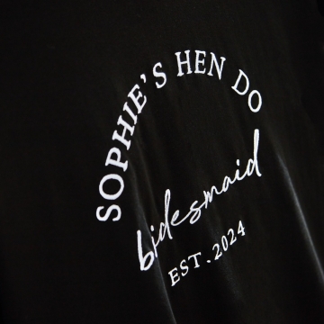 Personalised Black Hen Do T-Shirt