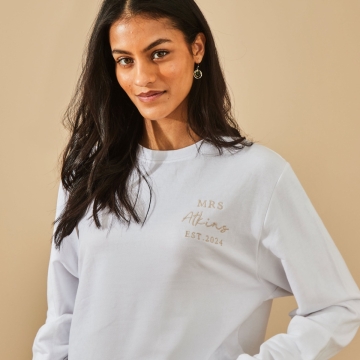 Personalised White Mrs Sweatshirt