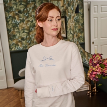 Personalised Something Blue Bow White Sweatshirt 