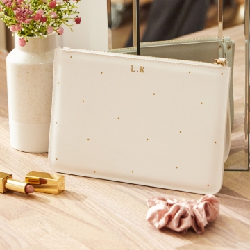 Personalised White Polka Dot Pouch