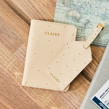 Personalised Oyster Polka Dot-Pattern Travel Set