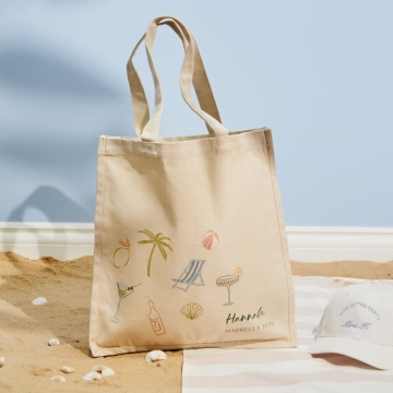 Personalised Beach Print Canvas Tote Bag