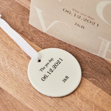 Personalised Engagement & Wedding Date Ceramic Decoration