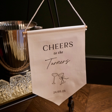 Personalised Black & White Cheers To The... Wedding Wall Hanging