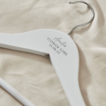 Personalised Black & White Wedding Wooden Children's Coat Hanger