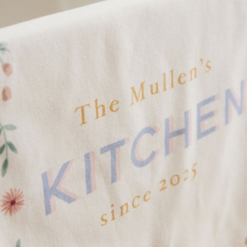 Personalised Floral Kitchen Tea Towel 