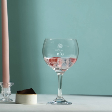 Personalised Initial Gin Glass with Engraved Birth Flower