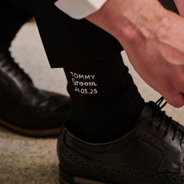 Personalised Black Ankle Message Wedding Socks