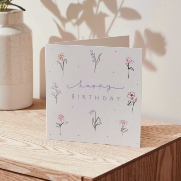 Personalised Botanical Happy Birthday Card