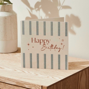 Personalised Stripe & Sparkle Happy Birthday Card 