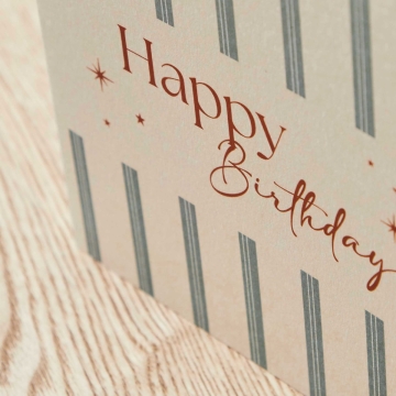 Personalised Stripe & Sparkle Happy Birthday Card 