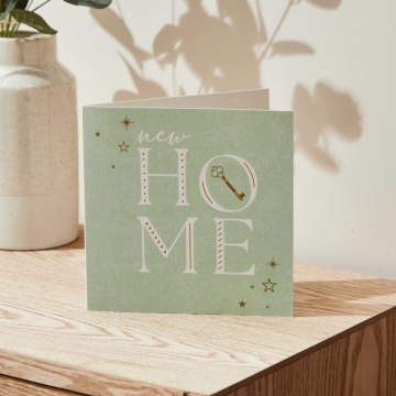 Personalised Blue Sparkle New Home Greeting Card 