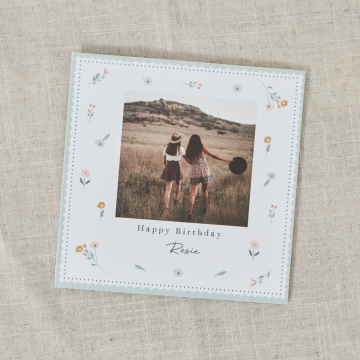 Personalised Floral Sprig Happy Birthday Photo Card