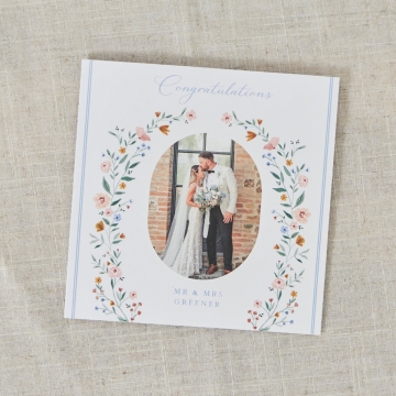 Personalised Floral Wedding Photo Card