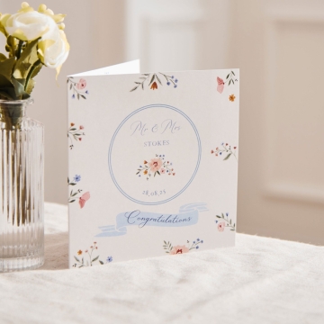 Personalised Wildflower Congratulations Wedding Greeting Card