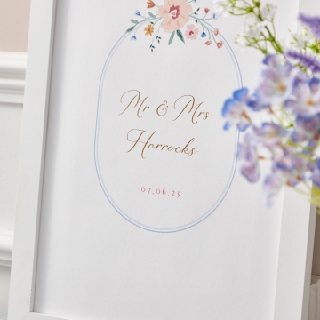 Personalised Wildflower Framed Messages For The Happy Couple Print & Frame