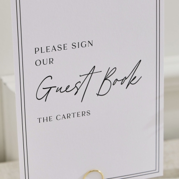 Personalised Wedding Black & White Please Sign Our Guestbook Artwork Sign