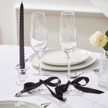 Personalised Fine Script Font Crystal Champagne Flute Set