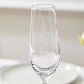 Personalised Fine Script Font Crystal Champagne Flute Set