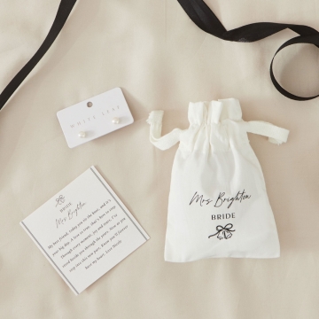 Personalised Black & White Bride Jewellery Pearl Earrings