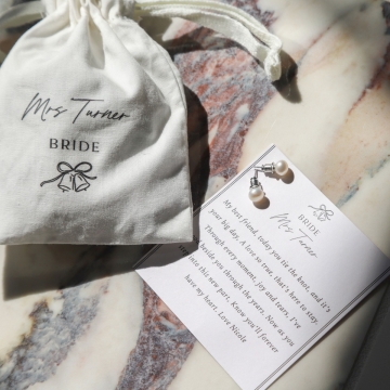Personalised Black & White Bride Jewellery Pearl Earrings