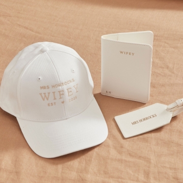 Personalised Wifey Cap & Honeymoon Travel Gift Set