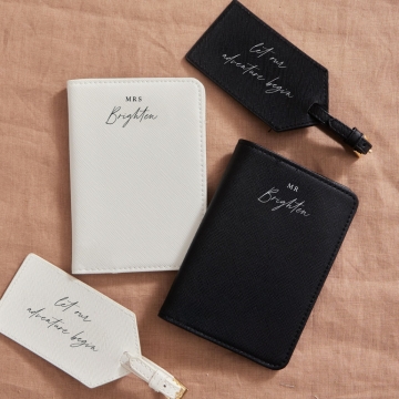 Personalised Let Our Adventure Begin Mr and Mrs Passport Cover & Luggage Tag Travel Set