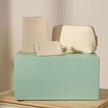 Personalised Oyster Passport & Cosmetic Bag Travel Gift Set 