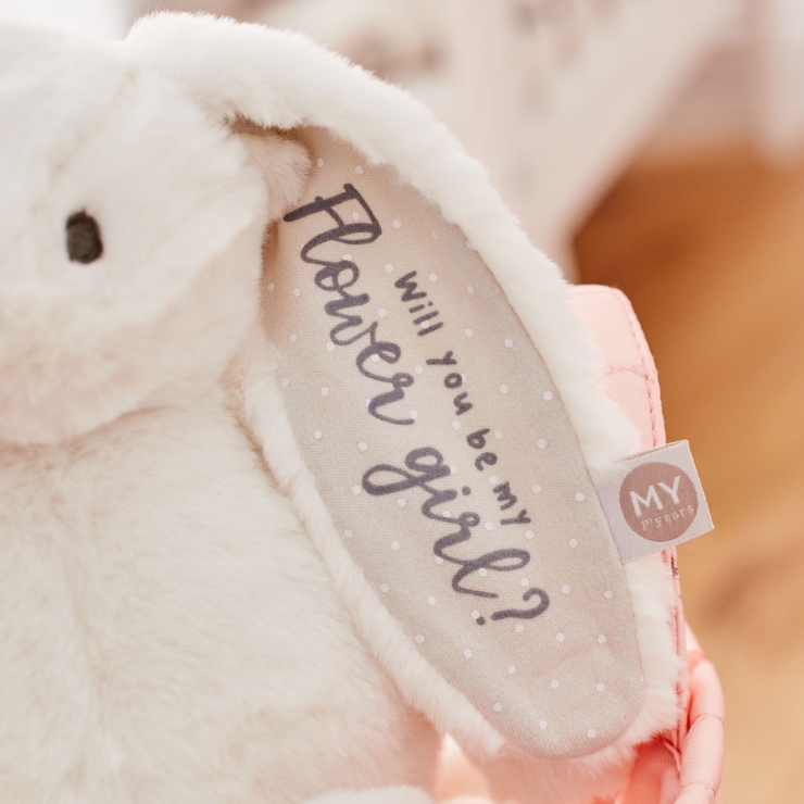 Personalised My 1st Years Be My Flower Girl White Bunny Soft Toy