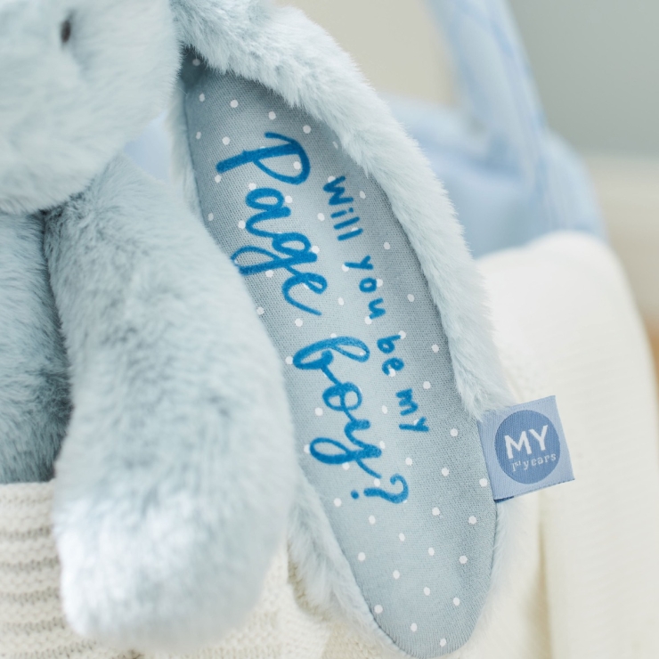 Personalised My 1st Years Be My Pageboy Blue Bunny Soft Toy