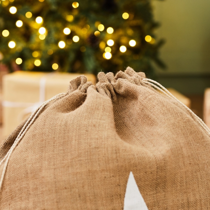 Personalised Hessian Script Font Star Gift Sack 